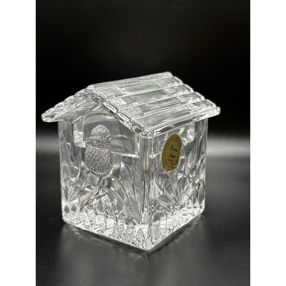 Princess House Lead Crystal Bird House Trinket Box